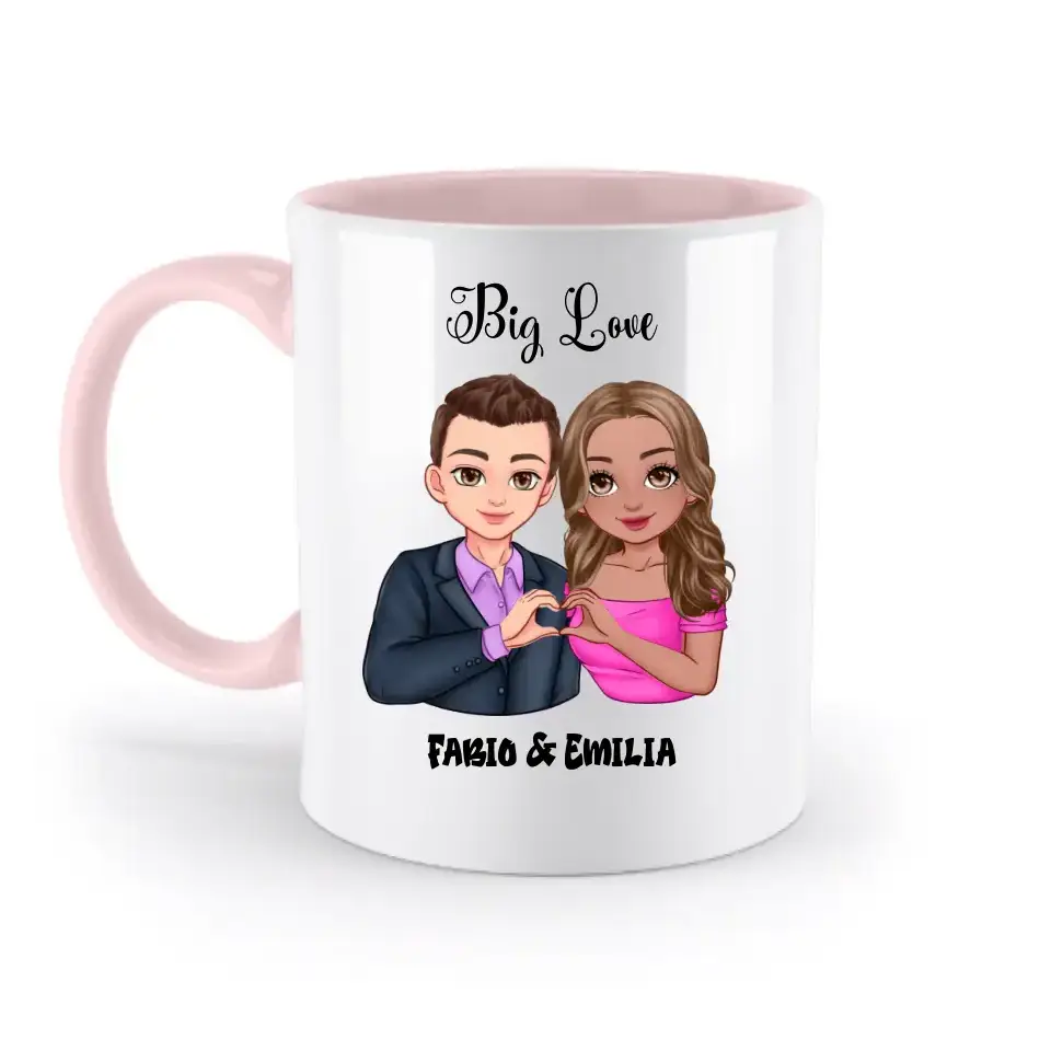 5in1: Sweet Couple personalisierbar - Zweifarbige Tasse