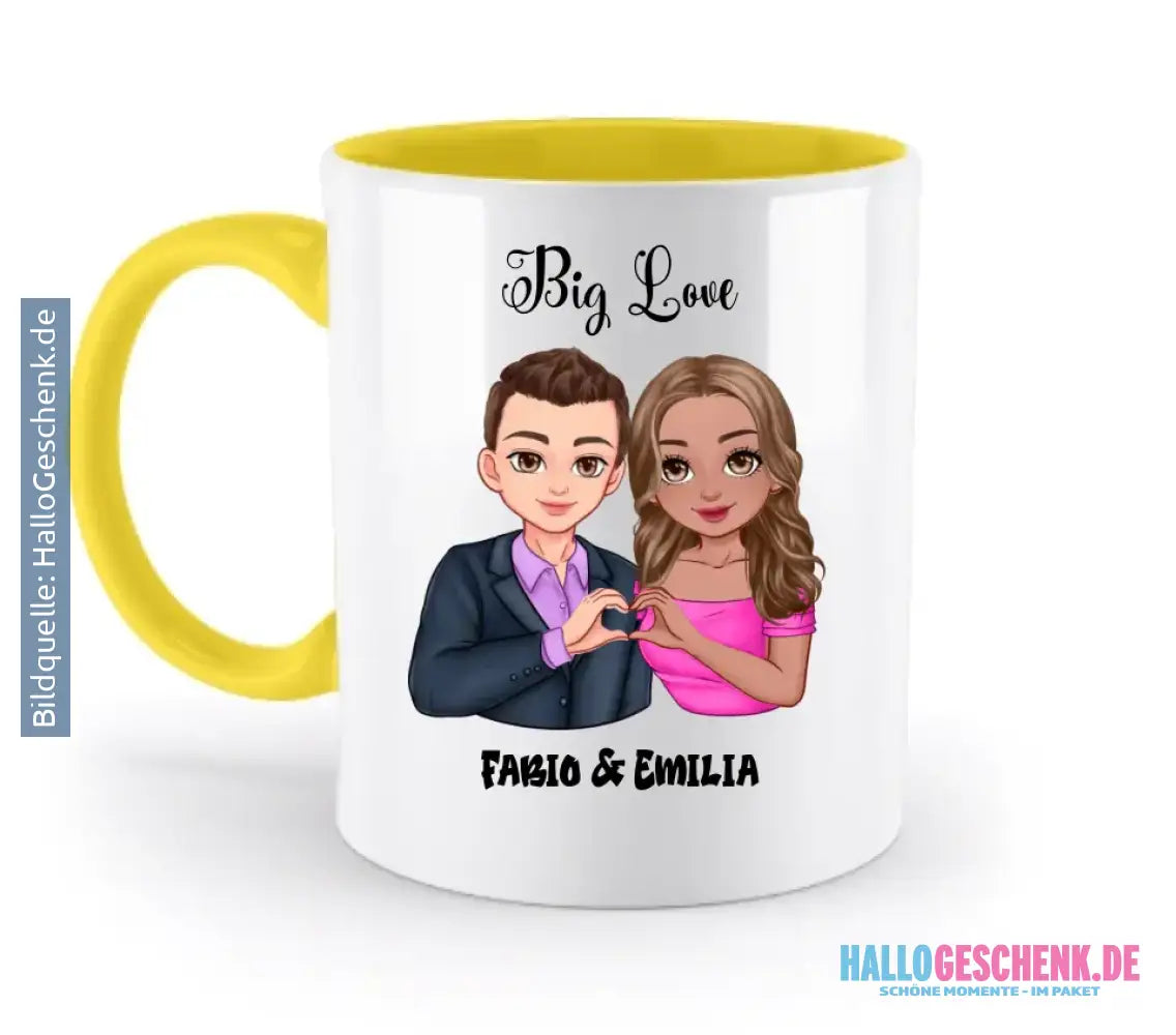 5in1: Sweet Couple personalisierbar - Zweifarbige Tasse