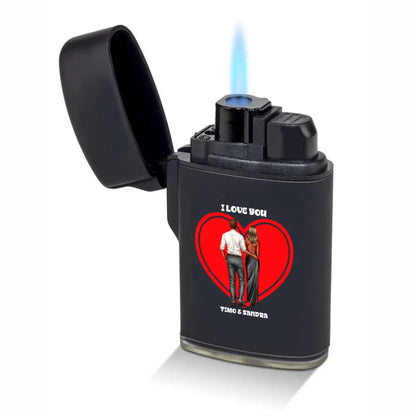 Valentines Couple, personalisierbar: Sturmfeuerzeug (Feuerzeug mit blauer Flamme) - HalloGeschenk.de