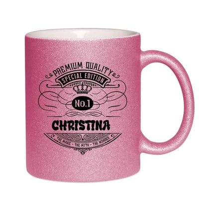 No.1 + desired name - glitter cup without color gradient