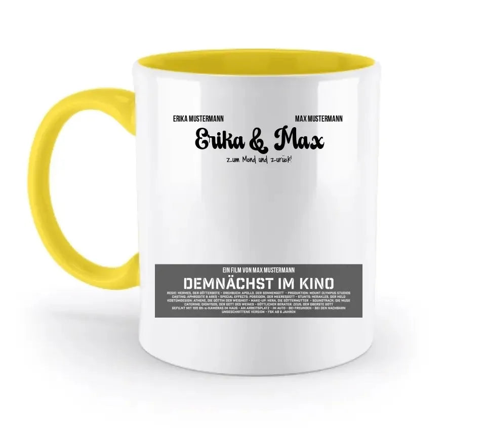 Film poster look photo item: Two-tone mug 330ml with colored interior print