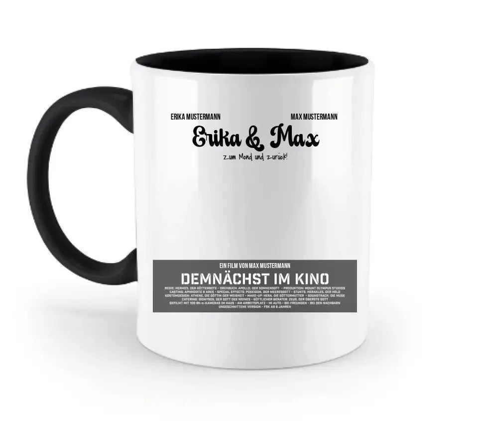 Film poster look photo item: Two-tone mug 330ml with colored interior print