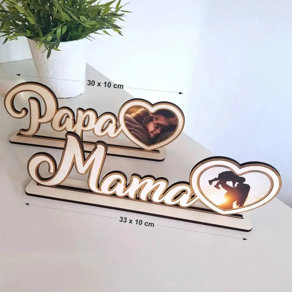 Dad wooden decoration with heart and your picture