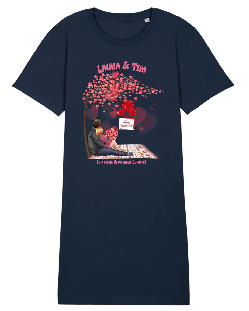 Paar Designer Valentinstag Picknick: T-Shirt Kleid aus Bio Baumwolle in 4 Farben XS-XXL / Organic Shirt Dress