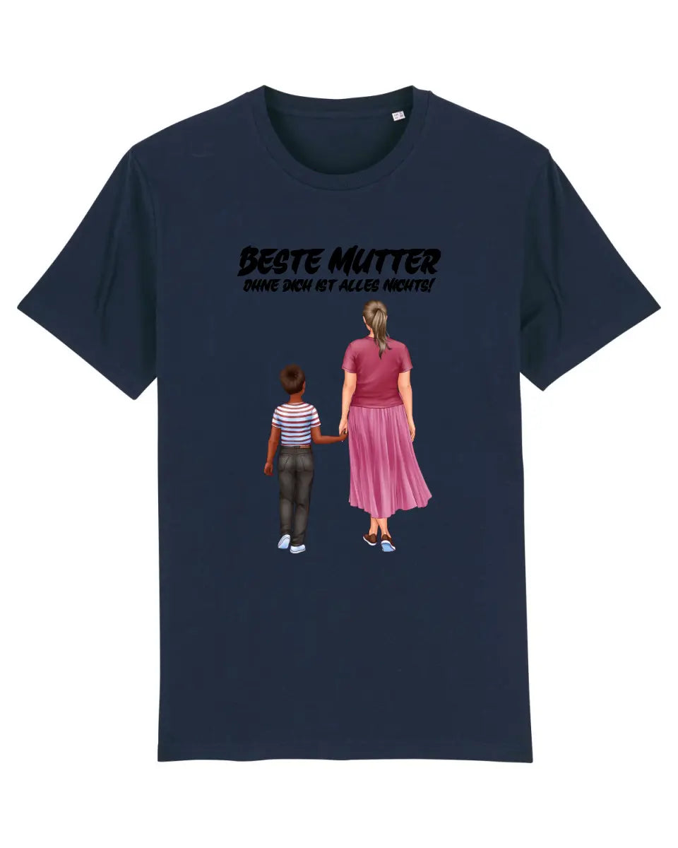 Mutter und Kind Designer Huge-Family-Look, personalisierbar: T-Shirt Unisex Creator Bio Baumwolle in 6 Farben XS-5XL