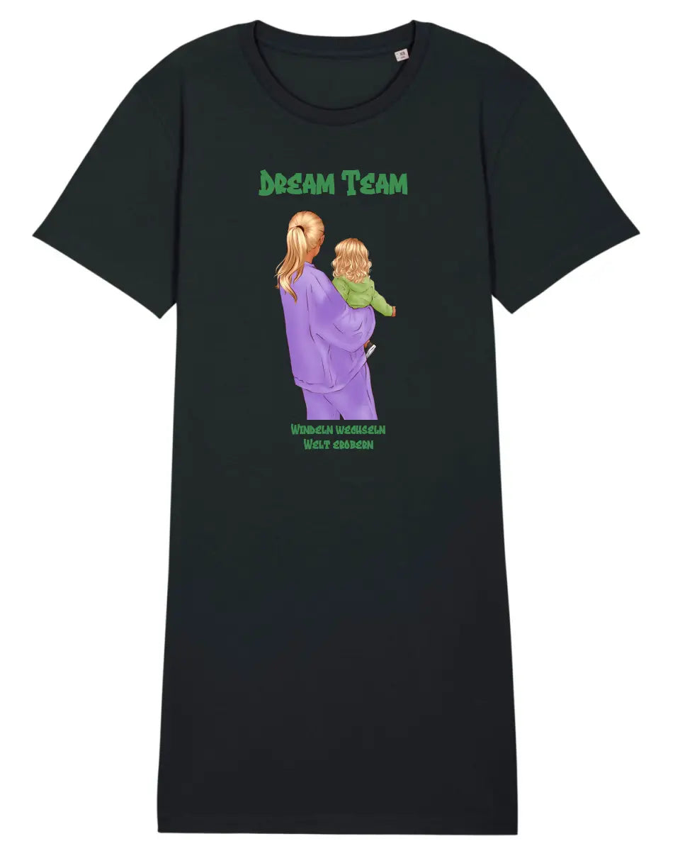 Mutter & Baby Designer, personalisierbar: T-Shirt Kleid aus Bio Baumwolle in 4 Farben XS-XXL / Organic Shirt Dress