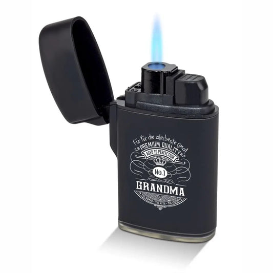 Feuerzeug OMA (Beste Oma) - personalisierbar: Sturmfeuerzeug (Feuerzeug mit blauer Flamme)