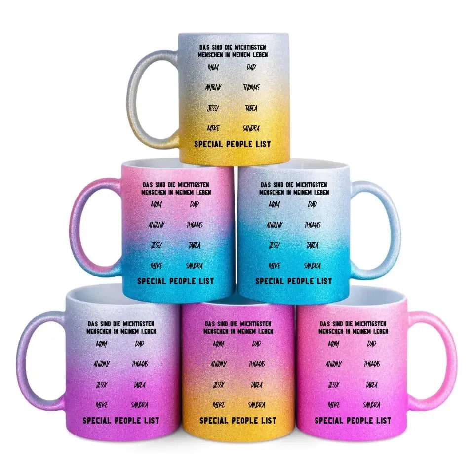 Design the text - glitter mug with color gradient