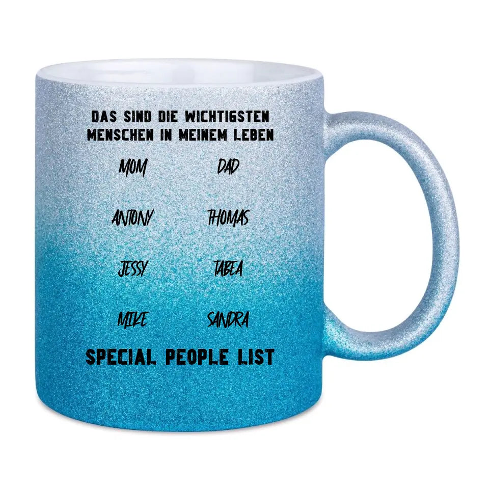 Gestalte den Text - Glitzertasse mit Farbverlauf von HalloGeschenk.de