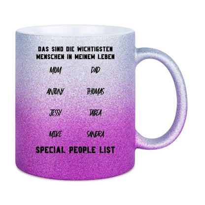 Gestalte den Text - Glitzertasse mit Farbverlauf von HalloGeschenk.de