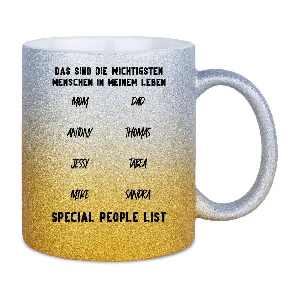 Gestalte den Text - Glitzertasse mit Farbverlauf von HalloGeschenk.de