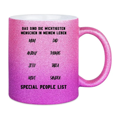 Gestalte den Text - Glitzertasse mit Farbverlauf von HalloGeschenk.de