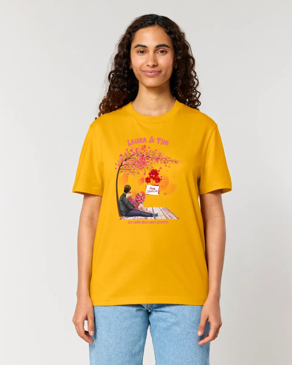 Couple Designer Valentine's Day Picnic (customizable) - Unisex Premium T-Shirt XS-5XL made of organic cotton for women &amp; men