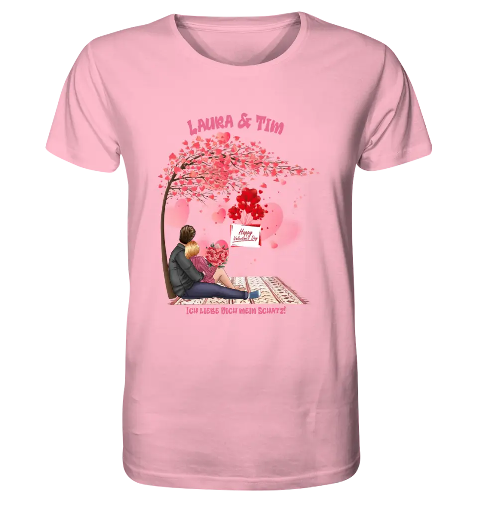 Paar Designer Valentinstag Picknick personalisierbar - Unisex Premium T-Shirt XS-5XL aus Bio-Baumwolle für Damen & Herren