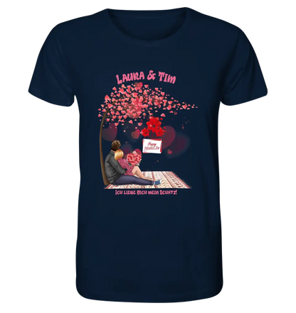 Couple Designer Valentine's Day Picnic (customizable) - Unisex Premium T-Shirt XS-5XL made of organic cotton for women &amp; men