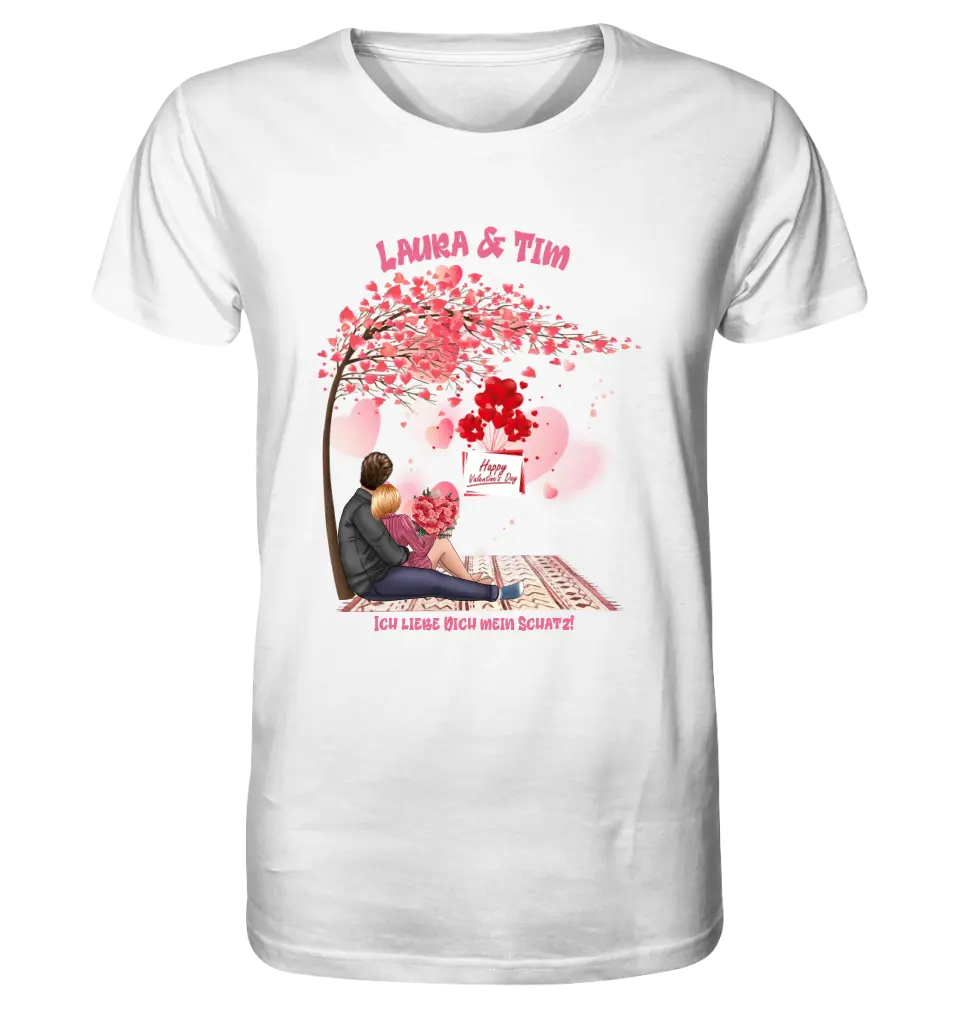 Couple Designer Valentine's Day Picnic (customizable) - Unisex Premium T-Shirt XS-5XL made of organic cotton for women &amp; men