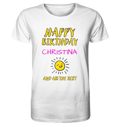 Zum Geburtstag mit deinem Wunschnamen - Unisex Premium T-Shirt XS-5XL aus Bio-Baumwolle für Damen & Herren - HalloGeschenk.de
