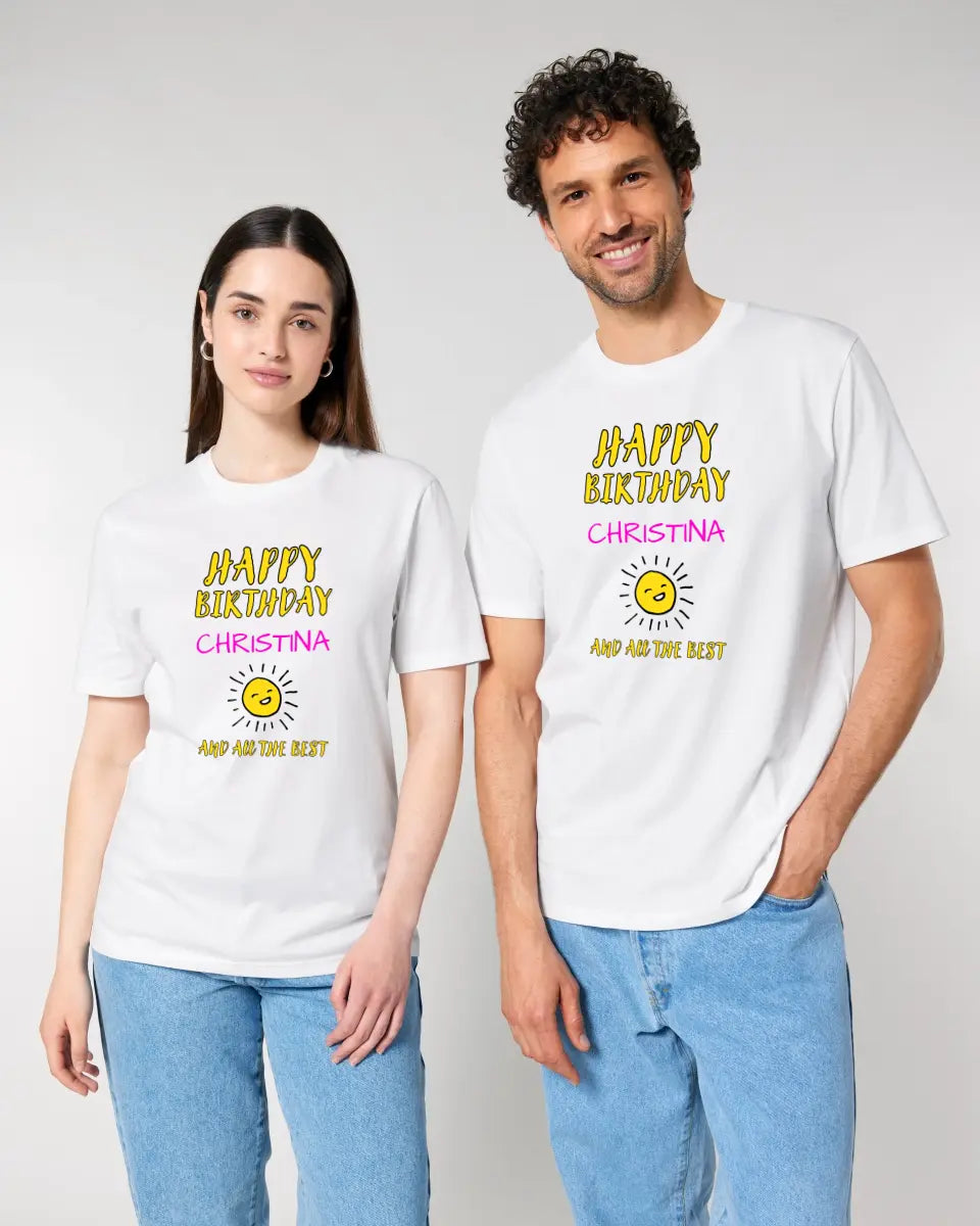 Zum Geburtstag mit deinem Wunschnamen - Unisex Premium T-Shirt XS-5XL aus Bio-Baumwolle für Damen & Herren - HalloGeschenk.de