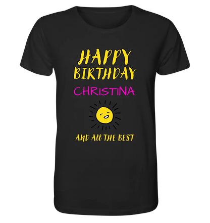 Zum Geburtstag mit deinem Wunschnamen - Unisex Premium T-Shirt XS-5XL aus Bio-Baumwolle für Damen & Herren - HalloGeschenk.de