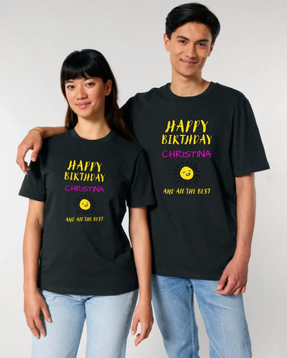 Zum Geburtstag mit deinem Wunschnamen - Unisex Premium T-Shirt XS-5XL aus Bio-Baumwolle für Damen & Herren - HalloGeschenk.de