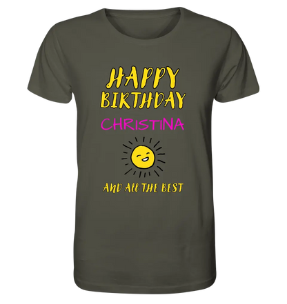 Zum Geburtstag mit deinem Wunschnamen - Unisex Premium T-Shirt XS-5XL aus Bio-Baumwolle für Damen & Herren - HalloGeschenk.de