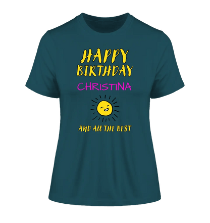Zum Geburtstag mit deinem Wunschnamen - Ladies Premium T-Shirt XS-2XL aus Bio-Baumwolle für Damen - HalloGeschenk.de