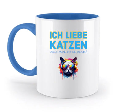 "WÄHLE DIE KATZE" - aus unserer "MIX-IT!"-Kollektion - zweifarbige Tasse 330ml mit farbigem Henkel und farbigem Innendruck (personalisiert) - HalloGeschenk.de