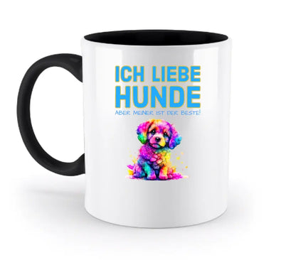 "WÄHLE DEN HUND" - aus unserer "MIX-IT!"-Kollektion - zweifarbige Tasse 330ml mit farbigem Henkel und farbigem Innendruck (personalisiert) - HalloGeschenk.de