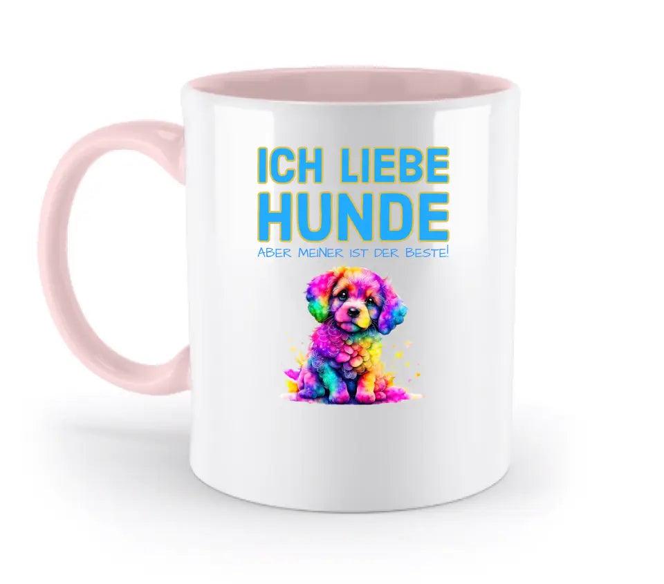 "WÄHLE DEN HUND" - aus unserer "MIX-IT!"-Kollektion - zweifarbige Tasse 330ml mit farbigem Henkel und farbigem Innendruck (personalisiert) - HalloGeschenk.de