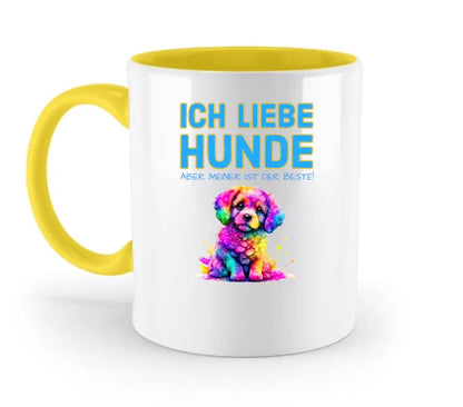 "WÄHLE DEN HUND" - aus unserer "MIX-IT!"-Kollektion - zweifarbige Tasse 330ml mit farbigem Henkel und farbigem Innendruck (personalisiert) - HalloGeschenk.de