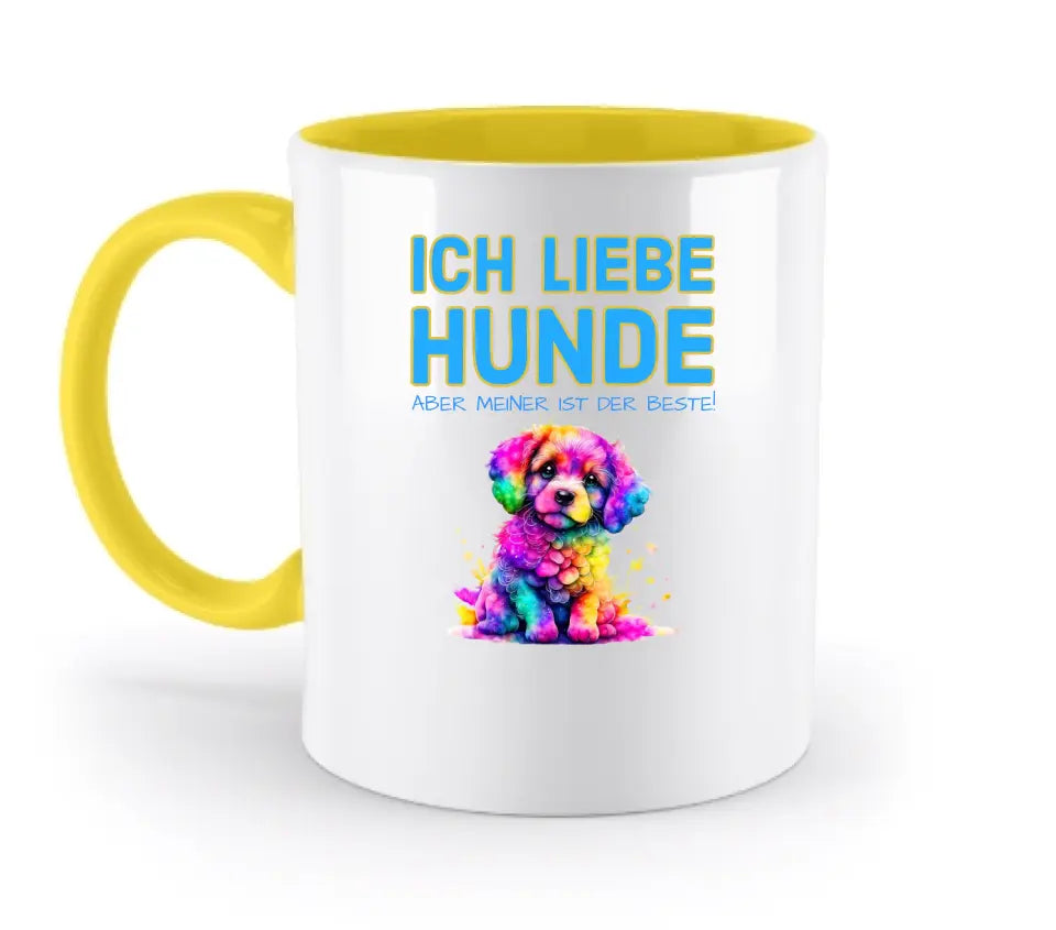 "WÄHLE DEN HUND" - aus unserer "MIX-IT!"-Kollektion - zweifarbige Tasse 330ml mit farbigem Henkel und farbigem Innendruck (personalisiert)