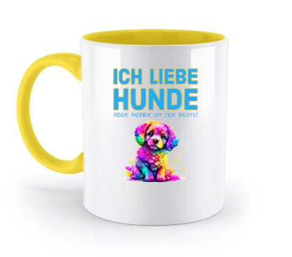 "WÄHLE DEN HUND" - aus unserer "MIX-IT!"-Kollektion - zweifarbige Tasse 330ml mit farbigem Henkel und farbigem Innendruck (personalisiert) - HalloGeschenk.de