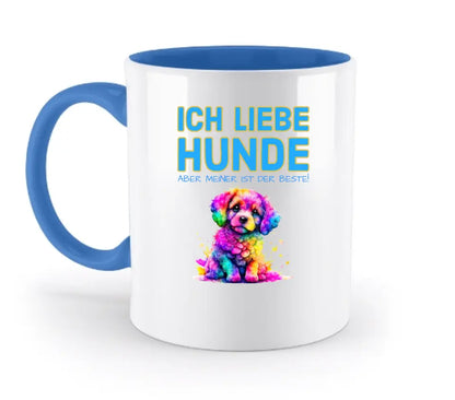 "WÄHLE DEN HUND" - aus unserer "MIX-IT!"-Kollektion - zweifarbige Tasse 330ml mit farbigem Henkel und farbigem Innendruck (personalisiert) - HalloGeschenk.de