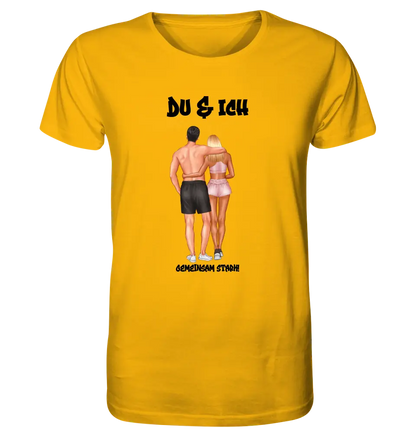 Paar Designer: Fitness Couple (personalisierbar) - Unisex Premium T-Shirt XS-5XL aus Bio-Baumwolle für Damen & Herren