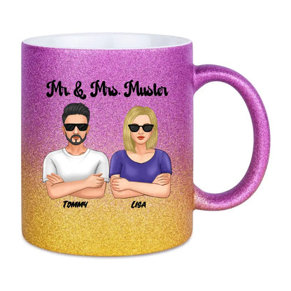 5in1: Cool Couple (personalisierbar) - Glitzertasse mit Farbverlauf