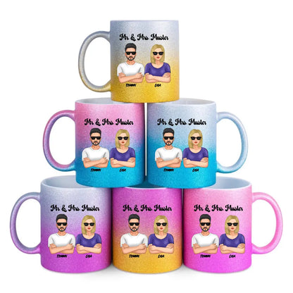 5in1: Cool Couple (personalisierbar) - Glitzertasse mit Farbverlauf