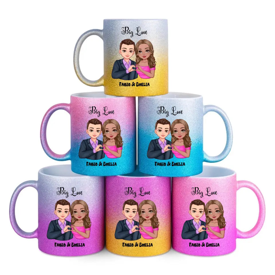 5in1: Sweet Couple (personalisierbar) - Glitzertasse mit Farbverlauf