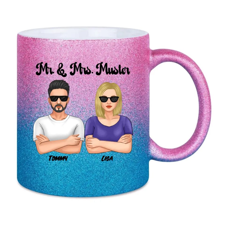 5in1: Cool Couple (personalisierbar) - Glitzertasse mit Farbverlauf