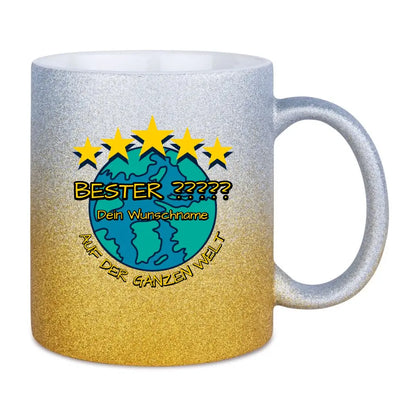 Best ??? Designer (Beste Mama, Bester Papa, Traumfrau, Chef-Mechaniker uvm.) - Glitzertasse mit Farbverlauf in 6 Farben