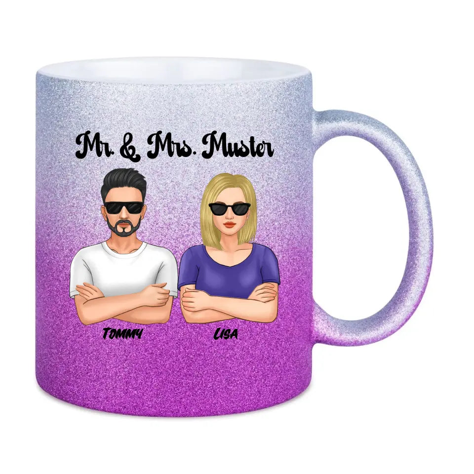 5in1: Cool Couple (personalisierbar) - Glitzertasse mit Farbverlauf