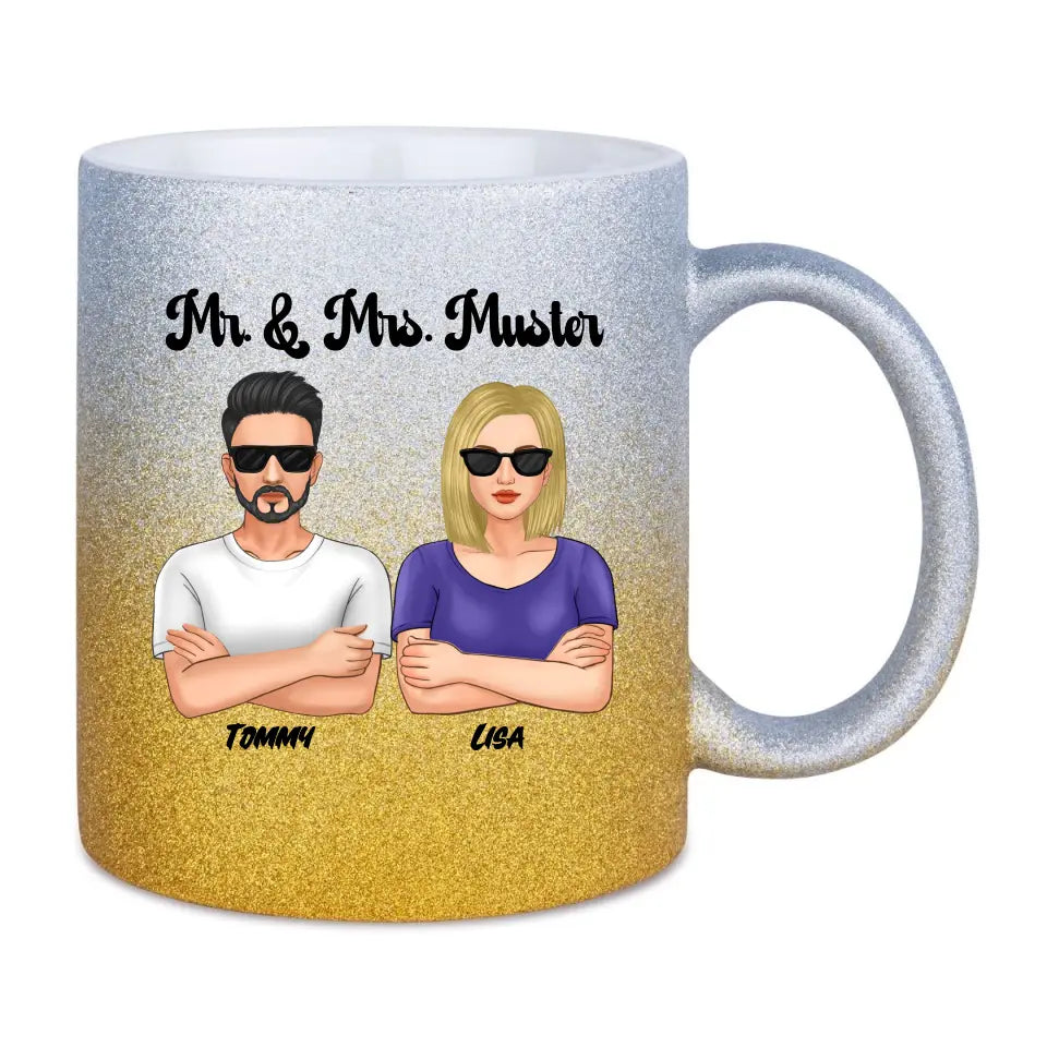 5in1: Cool Couple (personalisierbar) - Glitzertasse mit Farbverlauf