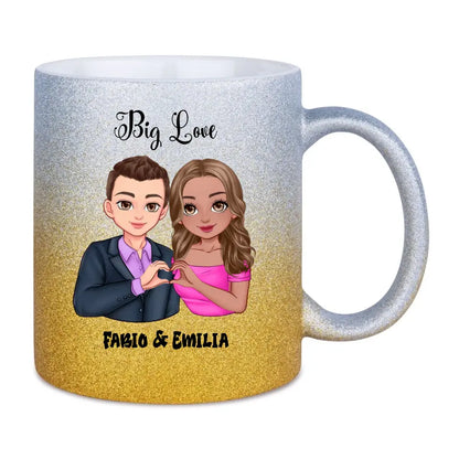 5in1: Sweet Couple (personalisierbar) - Glitzertasse mit Farbverlauf