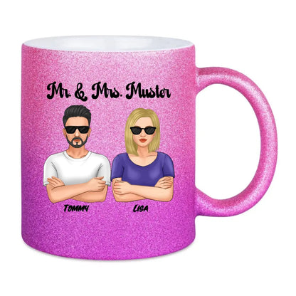 5in1: Cool Couple (personalisierbar) - Glitzertasse mit Farbverlauf