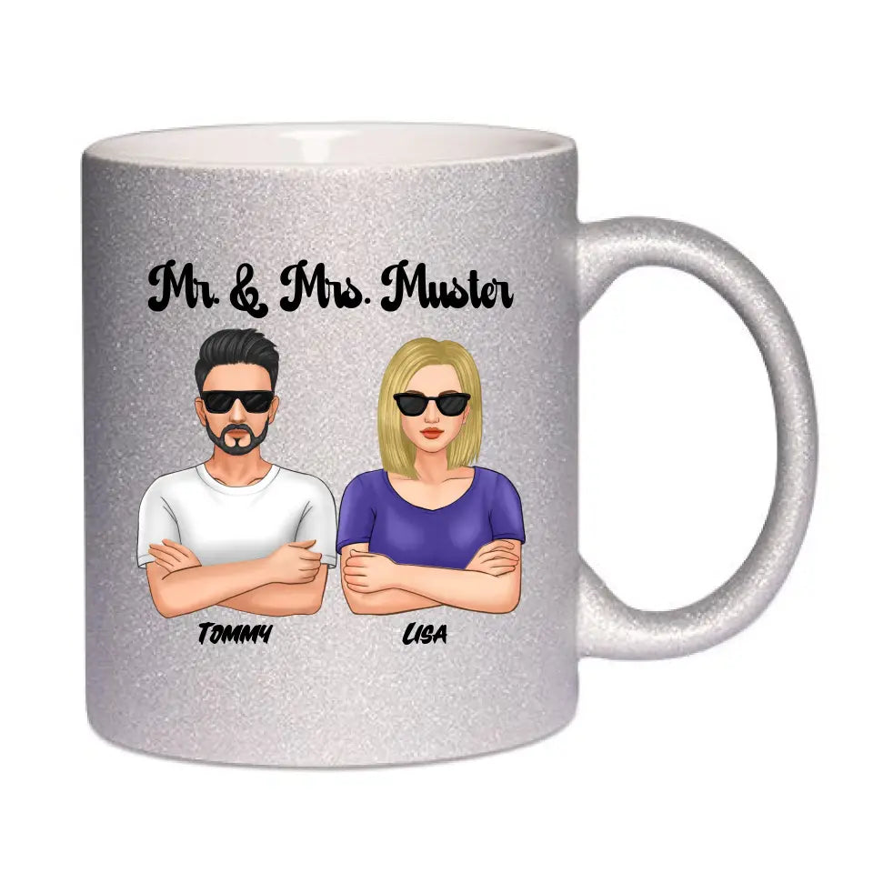 5in1: Cool Couple - Glitzertasse ohne Farbverlauf