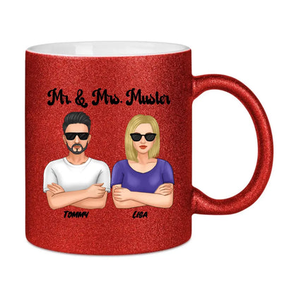 5in1: Cool Couple - Glitzertasse ohne Farbverlauf - HalloGeschenk.de