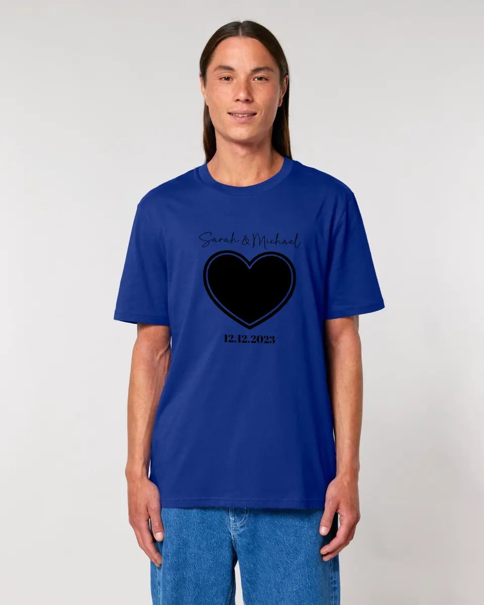 Dein Bild im "Couple-Herz"-Design - Unisex Premium T-Shirt XS-5XL aus Bio-Baumwolle für Damen & Herren - HalloGeschenk.de