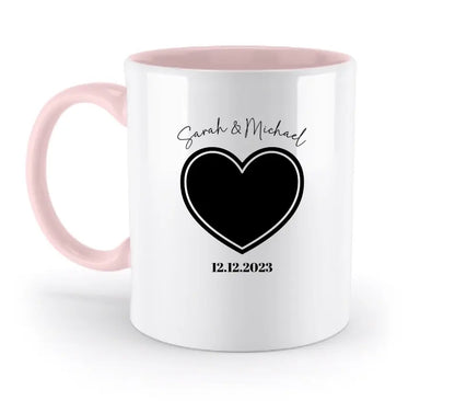 Dein Bild im "Couple-Herz"-Design - zweifarbige Tasse - HalloGeschenk.de