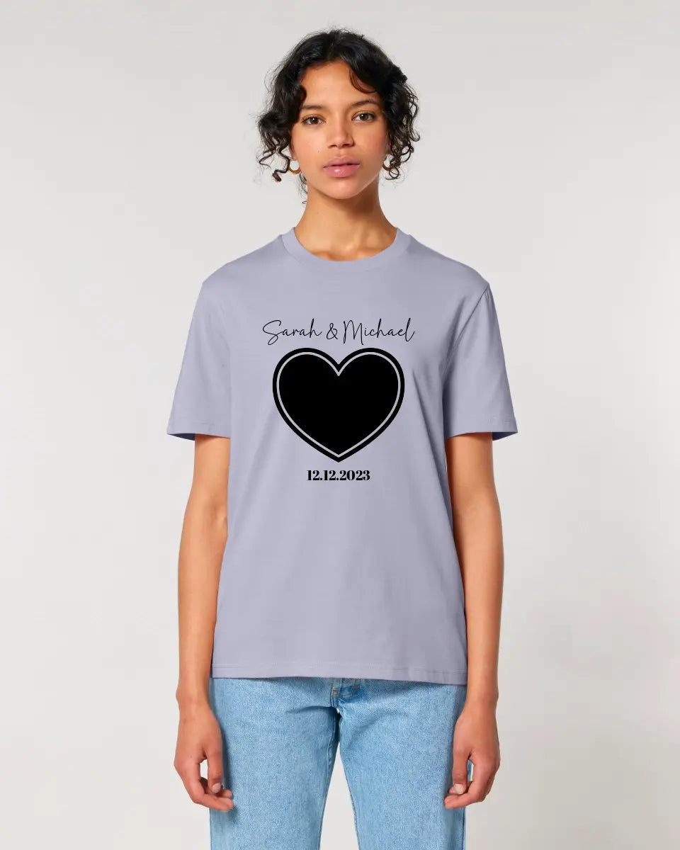 Dein Bild im "Couple-Herz"-Design - Unisex Premium T-Shirt XS-5XL aus Bio-Baumwolle für Damen & Herren - HalloGeschenk.de