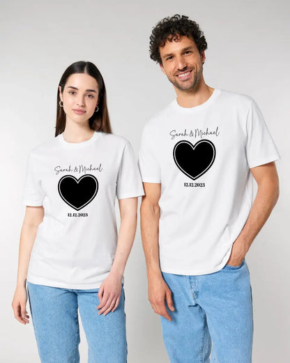 Dein Bild im "Couple-Herz"-Design - Unisex Premium T-Shirt XS-5XL aus Bio-Baumwolle für Damen & Herren - HalloGeschenk.de