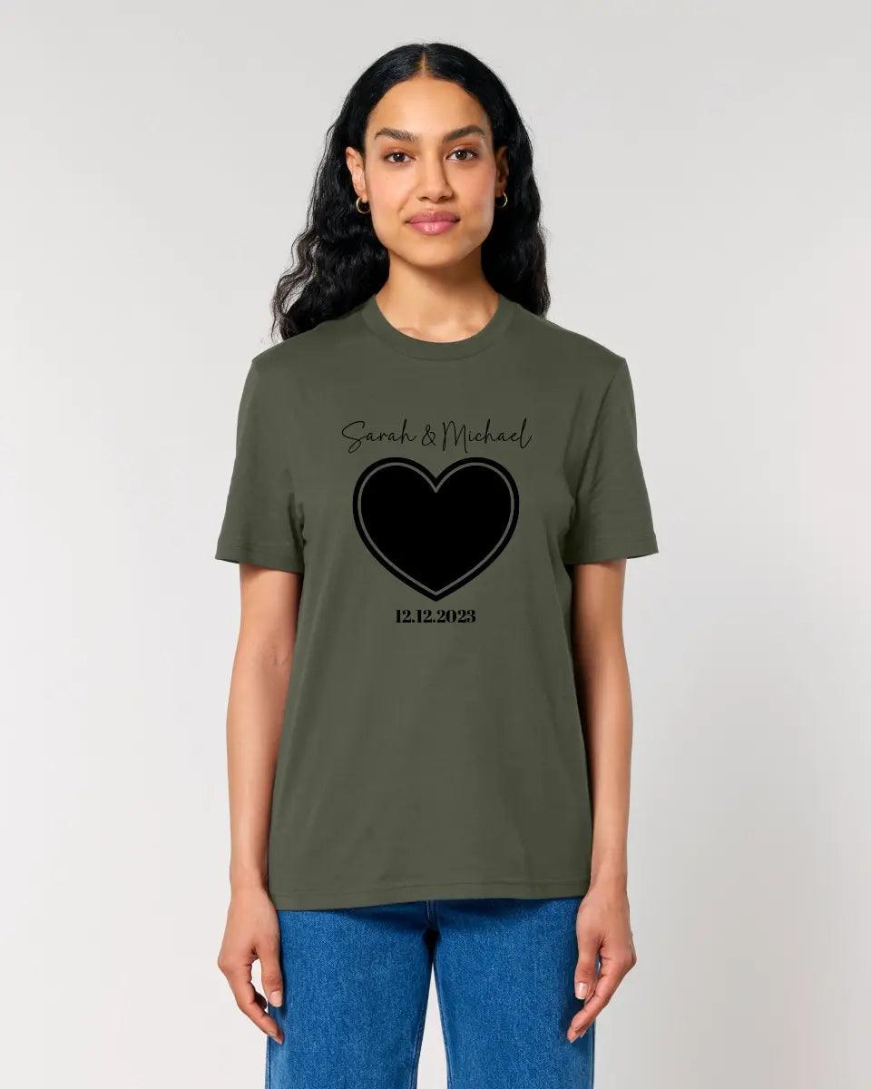 Dein Bild im "Couple-Herz"-Design - Unisex Premium T-Shirt XS-5XL aus Bio-Baumwolle für Damen & Herren - HalloGeschenk.de